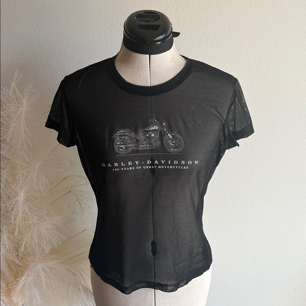 Harley-Davidson Black Sheer Tee with Motorcycle Graphic